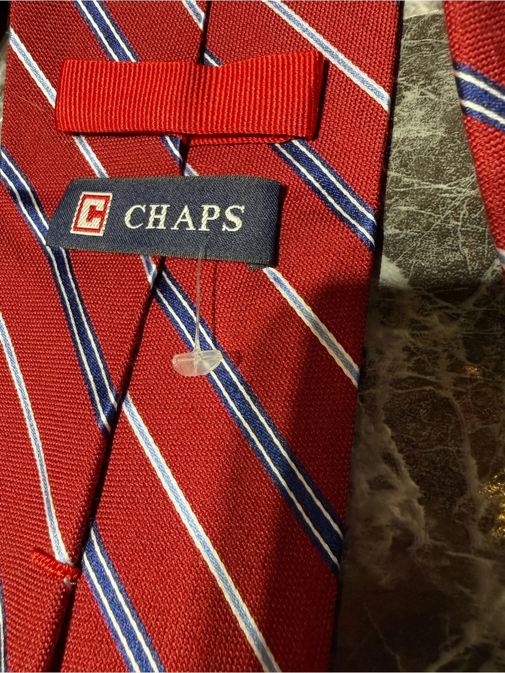 Chaps-  Men's Red/Navy Striped Silk-Wool Blend Tie